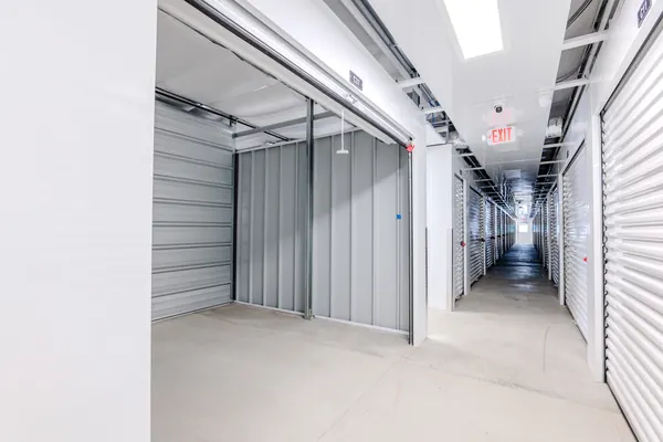 Indoor hallway with an open 10x10 storage unit